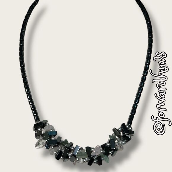 Bundle Sale 3 for $15 | Hematite Chip and Quartz Necklace – 16” with Barrel Clas - Picture 1 of 7
